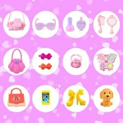 DOTVOSY 11.5 Inch Girl Doll Clothes And Accessories 19 Pcs Set - Contains Doll Clothes Dresses, Bag, Glasses, Camera, Toy Phone, Toy Dog,Makeup Toys Etc