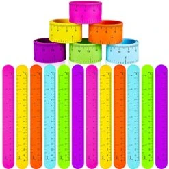 24 Pieces Ruler Slap Bracelets Bands Colorful Ruler Snap Bands Wristband For Kids Classroom School Prize Party Favors