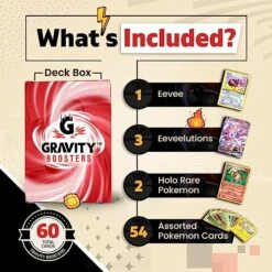 GRAVITY BOOSTERS Limited Edition Eevee Bundle | 60x Cards + 1x Eevee & 3X Eeveelution Cards Guaranteed | Vaporeon, Jolteon, Flareon, Espeon, Umbreon, Leafeon, Glaceon Or Sylveon | W Deck Box -Folkmanis Toys Shop 51K0l5h5pnL