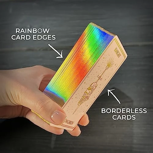 CRAFTERIAN Mistyc Minimalistic Tarot Cards With Rainbow Foil 78 Tarot Deck With Gold Edges, For Beginners And Experts With Guide Book. (Pink) 4 CRAFTERIAN Mistyc Minimalistic Tarot Cards With Rainbow Foil 78 Tarot Deck With Gold Edges, For Beginners And Experts With Guide Book. (Pink) - Image 2