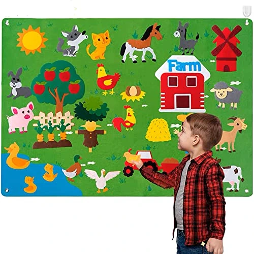JFEYV Children's Teaching Felt Board, DIY Ocean Farm Animals Story Felt Board Set, Teaching Flannel Graphs For Children Early Learning Interactive Play Kit Wall Hanging Gift (Farm) 3 JFEYV Children's Teaching Felt Board, DIY Ocean Farm Animals Story Felt Board Set, Teaching Flannel Graphs For Children Early Learning Interactive Play Kit Wall Hanging Gift (Farm)