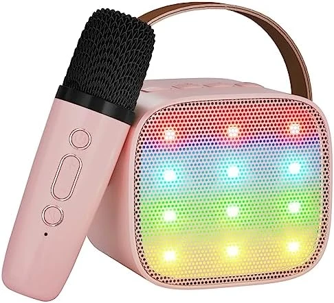 VERKB Mini Karaoke Machine For Kids, Kids Music Player Toys For Girls And Boys, Portable Bluetooth Speaker With Wireless Microphone For Kids Toddler Home Party Birthday Gifts For Girl(Pink) 6 VERKB Mini Karaoke Machine For Kids, Kids Music Player Toys For Girls And Boys, Portable Bluetooth Speaker With Wireless Microphone For Kids Toddler Home Party Birthday Gifts For Girl(Pink) - Image 4