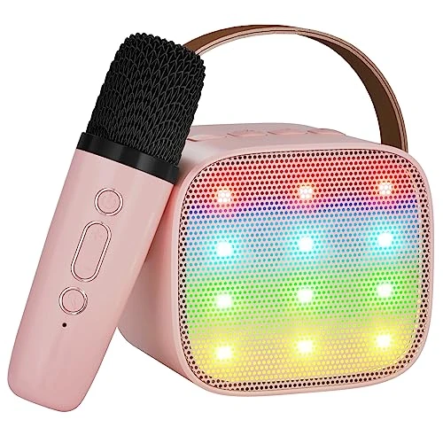 VERKB Mini Karaoke Machine For Kids, Kids Music Player Toys For Girls And Boys, Portable Bluetooth Speaker With Wireless Microphone For Kids Toddler Home Party Birthday Gifts For Girl(Pink) 3 VERKB Mini Karaoke Machine For Kids, Kids Music Player Toys For Girls And Boys, Portable Bluetooth Speaker With Wireless Microphone For Kids Toddler Home Party Birthday Gifts For Girl(Pink)