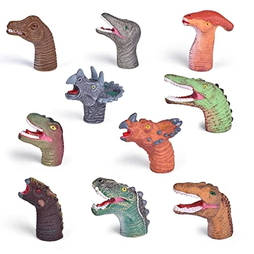 FUN LITTLE TOYS 10 PCS Dinosaur Finger Puppets For Kids Rubber, Soft Realistic Pinata Stuffers Set, Bath Dinosaur Head Finger Toys, Animal Hand Puppet Bulk Birthday Party Supplies Favors Decorations 4 FUN LITTLE TOYS 10 PCS Dinosaur Finger Puppets For Kids Rubber, Soft Realistic Pinata Stuffers Set, Bath Dinosaur Head Finger Toys, Animal Hand Puppet Bulk Birthday Party Supplies Favors Decorations - Image 2