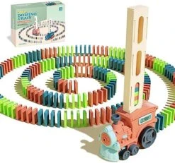 Yumiga Domino Train Toys - 200PCS Dominos Kids Games STEM Stacking Toys Toddler Montessori Toys Set With 2 Domino Slots, Light & Sound Birthday Gifts For Kids Boys Girls 3-12 Years Old (Blue) -Folkmanis Toys Shop 51KJmUL7p9L. AC