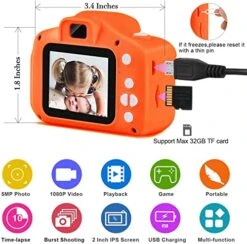 SUNCITY Kids Digital Camera, Christmas Birthday Gifts For Boys Age 3-9, HD Digital Video Cameras For Toddler, Portable Toy For 3 4 5 6 7 8 Year Old Boy With 32GB SD Card-Orange 13 SUNCITY Kids Digital Camera, Christmas Birthday Gifts For Boys Age 3-9, HD Digital Video Cameras For Toddler, Portable Toy For 3 4 5 6 7 8 Year Old Boy With 32GB SD Card-Orange -Folkmanis Toys Shop 51KMdurQDaL