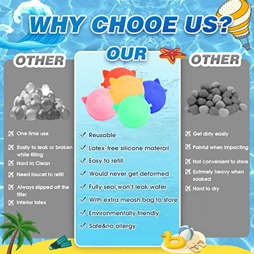 GENERIC 18 PCS Reusable Water Balloons Refillable Water Balloons For Kids Silicone WaterBallons Toys With Mesh Bag Quick Fill Summer Water Games Suitable For Outdoor 5 GENERIC 18 PCS Reusable Water Balloons Refillable Water Balloons For Kids Silicone WaterBallons Toys With Mesh Bag Quick Fill Summer Water Games Suitable For Outdoor - Image 3