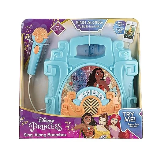 EKids Disney Moana Sing Along Boom Box Speaker With Microphone For Fans Of Moana Toys, Kids Karaoke Machine With Built In Music And Flashing Lights 6 EKids Disney Moana Sing Along Boom Box Speaker With Microphone For Fans Of Moana Toys, Kids Karaoke Machine With Built In Music And Flashing Lights - Image 4