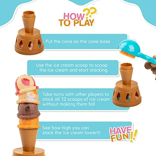 Smart Novelty Ice Cream Toy Stacking Tower - Balancing And Stackable Scoop Ice Cream Play Set For Toddlers, Frozen Dessert Food Games For Kids Aged 3+ 5 Smart Novelty Ice Cream Toy Stacking Tower - Balancing And Stackable Scoop Ice Cream Play Set For Toddlers, Frozen Dessert Food Games For Kids Aged 3+ - Image 3