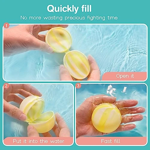 Reusable Water Balloons, 16 Pack Refillable Water Balls With Mesh Bag, Summer Water Toy For Boys And Girls Aged 3-12, Outdoor Activities Water Games Toys Fast-fill Water Splash Ball For Fun 7 Reusable Water Balloons, 16 Pack Refillable Water Balls With Mesh Bag, Summer Water Toy For Boys And Girls Aged 3-12, Outdoor Activities Water Games Toys Fast-fill Water Splash Ball For Fun - Image 5