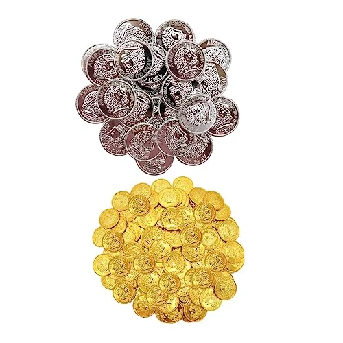 Hohopeti Gold Treasure Coins 200pcs Pirate Coin Vintage Toys Pirate Accessories Plastic Coins Pirate Coin Pirate Gems Jewelry Golden Game Coins Plastic Coin Toys Pirates Coins Game Coins 3 Hohopeti Gold Treasure Coins 200pcs Pirate Coin Vintage Toys Pirate Accessories Plastic Coins Pirate Coin Pirate Gems Jewelry Golden Game Coins Plastic Coin Toys Pirates Coins Game Coins