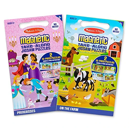 Melissa & Doug Take-Along Magnetic Jigsaw Puzzles Travel Toy 2-Pack Farm, Princesses 3 Melissa & Doug Take-Along Magnetic Jigsaw Puzzles Travel Toy 2-Pack Farm, Princesses