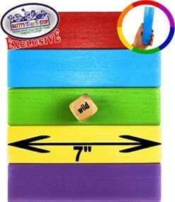 Matty's Big Mix-Up 51pc Giant Colorful Wooden Tumble Tower Deluxe Stacking Game With Storage Bag - 2 Ways To Play (Starts At 12.5" Or 17") -Folkmanis Toys Shop 51KzLuUMt2L