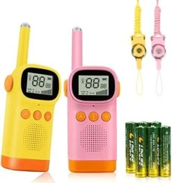ODUFO Walkie Talkies For Kids 22 Channels 2 Way Radio Toy Gift For 3-12 Year Old Boys Girls 3Km Long Range For Outdoor Activities Games Cycling Hiking Camping (Pink+Yellow) -Folkmanis Toys Shop 51L49QYyQ1L. AC