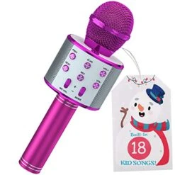 YOHIA Portable Handheld Karaoke Microphone For Kids, Hot Toy Gifts For Girls Teens, Wireless Bluetooth Mic For Android/iPhone/iPad (Purple)