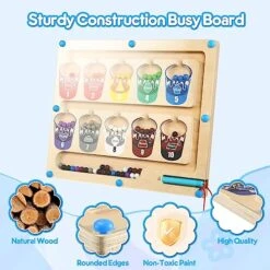 Montessori Toys For 3+ Year Old Magnetic Color And Number Matching Game Wooden Maze Board Learning Resources, Education Toys For Preschool Toddler Activities Counting Matching Games -Folkmanis Toys Shop 51LC4soSP9L