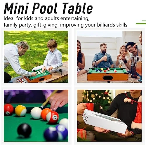 Shappy Mini Pool Table And Billiard Set Small Cats Billiards Game With 16 Balls 2 Billiard Sticks 6 Chalk Cube 6 Pool Cue Tip 1 Brush 1 Triangle Tabletop Portable Billiards For Home Office Desk Games 6 Shappy Mini Pool Table And Billiard Set Small Cats Billiards Game With 16 Balls 2 Billiard Sticks 6 Chalk Cube 6 Pool Cue Tip 1 Brush 1 Triangle Tabletop Portable Billiards For Home Office Desk Games - Image 4