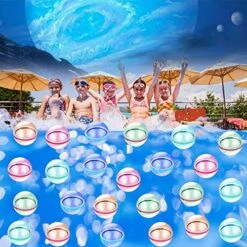 Reusable Water Balloons 24 Pack Instant Filling Self Sealing For Kids Indoor Outdoor, Refillable Magnetic Silicone Water Ball Baby Bath Toy For Summer Games Party, Pool Beach Toys For Splash Fun (24)