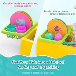 KINDIARY Play Kitchen Sink Toy With Running Water For Kids Toddler, Learning Dishwasher Set With Automatic Water Cycle System, Pretend Role Play Toys For Boys Girls 10 KINDIARY Play Kitchen Sink Toy With Running Water For Kids Toddler, Learning Dishwasher Set With Automatic Water Cycle System, Pretend Role Play Toys For Boys Girls -Folkmanis Toys Shop 51LHorlz91L
