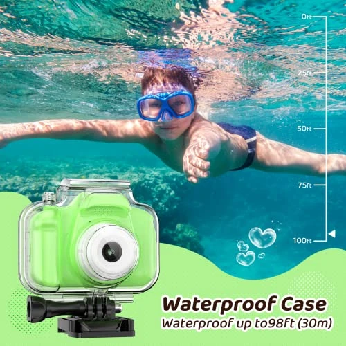 Kids Waterproof Camera, Camera For Kids Underwater Camera Video Camera For Kids For Kids For Toys For 3 12 Year Old Electronics For Kids Video Camera HD 1080P With 32GB SD Card (Green) 3 Kids Waterproof Camera, Camera For Kids Underwater Camera Video Camera For Kids For Kids For Toys For 3 12 Year Old Electronics For Kids Video Camera HD 1080P With 32GB SD Card (Green)