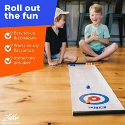 Elite Sportz Equipment Curling Game - Tabletop Games For Adults, Kids & Families - 4 Ft X 1 Ft Mat For Indoor Fun W/Bonus Travel Bag - Ages 6 & Up -Folkmanis Toys Shop 51LQYH4omkL