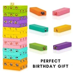 NimNik Wooden Blocks Stacking Building Game - Tumbling Tower Indoor Kid Games For Kids Ages 6-8 Year And Up | 54 Pcs Wooden Blocks For Kids Ages 4-8 -Folkmanis Toys Shop 51LSTuZXy2L