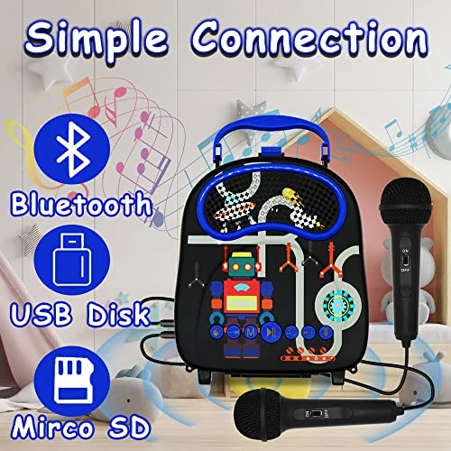 Kids Karaoke Machine For Boys Girls With 2 Microphones Portable Toddler Singing Machine Bluetooth Children Karaoke Toy Speaker Gift For Birthday Festival 5 Kids Karaoke Machine For Boys Girls With 2 Microphones Portable Toddler Singing Machine Bluetooth Children Karaoke Toy Speaker Gift For Birthday Festival - Image 3