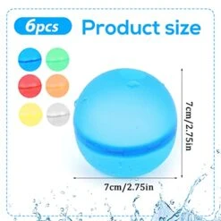 6pcs Reusable Water Balloons, Soft Silicone Refillable Water Ball Self-Filling Water Balloons Magnetic Self-Sealing Splash Water Balls Splash Balls For Kids Outdoor Activities Games Supply