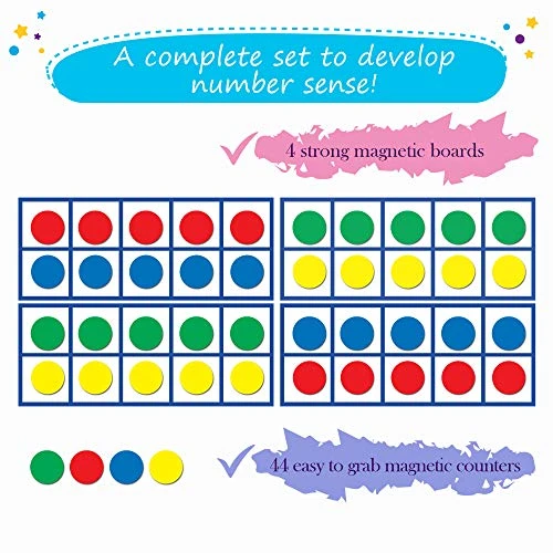 48 PCS Magnetic Ten Frames - Math Manipulatives For Elementary Classroom & Kindergarten - 4 Ten Frames & 44 Magnetic Math Counters For Kids, Math Games For Kindergarten - Jumbo Magnetic Ten Frame Set 6 48 PCS Magnetic Ten Frames - Math Manipulatives For Elementary Classroom & Kindergarten - 4 Ten Frames & 44 Magnetic Math Counters For Kids, Math Games For Kindergarten - Jumbo Magnetic Ten Frame Set - Image 4