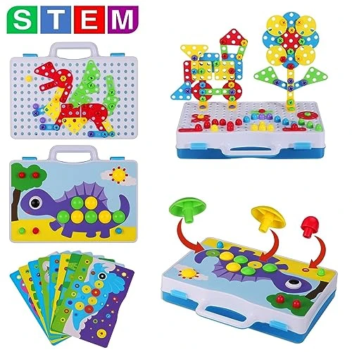 Kids Tool Set, STEM Engineering Toys With Electric Drill Puzzle And Button Art Kit, DIY Construction And Creative Pegboard Games For Preschool Boys & Girls Of 4-8 Year Old, 224 Pcs 3 Kids Tool Set, STEM Engineering Toys With Electric Drill Puzzle And Button Art Kit, DIY Construction And Creative Pegboard Games For Preschool Boys & Girls Of 4-8 Year Old, 224 Pcs