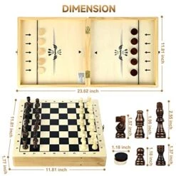 BremToy 4 In 1 Chess Sets-Wooden Chess & Checkers Set, Sling Puck And Nine Men's Morris Board Games For Kids Adult, Foldable & Portable Chess Board Set For Travel (12x12inch) 10 BremToy 4 In 1 Chess Sets-Wooden Chess & Checkers Set, Sling Puck And Nine Men's Morris Board Games For Kids Adult, Foldable & Portable Chess Board Set For Travel (12x12inch) -Folkmanis Toys Shop 51MBt8EiPUL