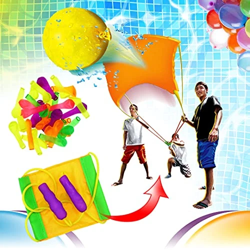JA-RU KAOS Water Balloon Launcher Slingshot Toy (2 Launcher Set) W/ 30 Water Balloons & 1 Quick Fill Nozzle. Long Range Water Bombs Catapult For Kids & Adults. Summer Party Game & Activities. 181-2s 5 JA-RU KAOS Water Balloon Launcher Slingshot Toy (2 Launcher Set) W/ 30 Water Balloons & 1 Quick Fill Nozzle. Long Range Water Bombs Catapult For Kids & Adults. Summer Party Game & Activities. 181-2s - Image 3