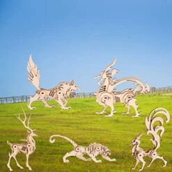 3D Wooden Puzzles Animal Model - Collectibles Wooden Model Kits For Adults Desk Display Gift For Boys/Girls(5 Pcs) (Animal Model)