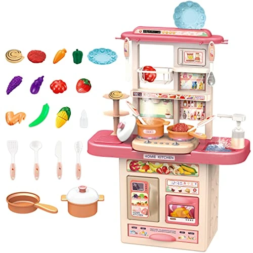 DeAO Kitchen Playset Toy,Play Kitchen Set Role Playing Game Pretend Food And Cooking Playset,Kitchen Accessories Set For 3 4 5 Years Old Girls Boys 3 DeAO Kitchen Playset Toy,Play Kitchen Set Role Playing Game Pretend Food And Cooking Playset,Kitchen Accessories Set For 3 4 5 Years Old Girls Boys