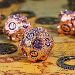 IUSTIDIE Metal Dice Set D&D, 7-Die DND Dice Metal Gear Dice With Dice Gift Bag For DND Dungeons And Dragons Role Playing Games (Red Copper Blue) -Folkmanis Toys Shop 51MJItqd0ZL