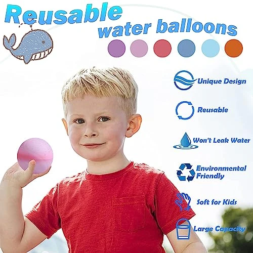 MIXMIO Reusable Water Balloons 24 Pack, Refillable Water Balloons Quick Fill, Silicone Water Balloons For Kids Adults, Summer Water Toys Outdoor Water War Games, Summer Fun Party Supplies 4 MIXMIO Reusable Water Balloons 24 Pack, Refillable Water Balloons Quick Fill, Silicone Water Balloons For Kids Adults, Summer Water Toys Outdoor Water War Games, Summer Fun Party Supplies - Image 2