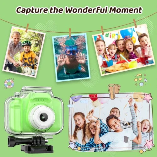 Kids Waterproof Camera, Camera For Kids Underwater Camera Video Camera For Kids For Kids For Toys For 3 12 Year Old Electronics For Kids Video Camera HD 1080P With 32GB SD Card (Green) 4 Kids Waterproof Camera, Camera For Kids Underwater Camera Video Camera For Kids For Kids For Toys For 3 12 Year Old Electronics For Kids Video Camera HD 1080P With 32GB SD Card (Green) - Image 2
