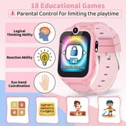 MAVREC TOYS Smart Watch For Kids, Kids Watch Toy Gifts For Girls Age 3-12, Touchscreen Kids Smart Watches Girls With 2 Cameras 18 Games Alarm 12/24 Hr Video Music Player Pedometer Flashlight (Pink) 10 MAVREC TOYS Smart Watch For Kids, Kids Watch Toy Gifts For Girls Age 3-12, Touchscreen Kids Smart Watches Girls With 2 Cameras 18 Games Alarm 12/24 Hr Video Music Player Pedometer Flashlight (Pink) -Folkmanis Toys Shop 51MZFyraowL