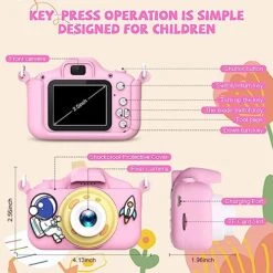 JCC Children Camera For Girls/Boys, Portable Selfie Toy Camera For Toddlers Age 3-12 Year Old,20MP 1080P HD Digital Video Camera With 32GB SD Card For Kids Birthday Christmas Festival Gifts (Pink) -Folkmanis Toys Shop 51MgrCXDTgL