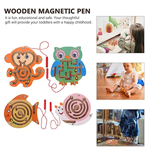 NUOBESTY 4Pcs Wooden Magnetic Maze Puzzle Game Animals Shape Maze Toys Magnetic Pen Driving Beads Interactive Maze Game Early Educational For Kids Toddler 5 NUOBESTY 4Pcs Wooden Magnetic Maze Puzzle Game Animals Shape Maze Toys Magnetic Pen Driving Beads Interactive Maze Game Early Educational For Kids Toddler - Image 3
