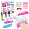 Toys For Girls Age 5 6 7 8 9, Kids Art Crafts Set Gifts For 4-10 Year Old Girl Birthday Present Nail Polish Makeup Toy Kit For Kid Age 4 5 6 7 8 Girls Teenage Princess Nail Salon Paint Game Gift