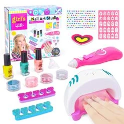 Toys For Girls Age 5 6 7 8 9, Kids Art Crafts Set Gifts For 4-10 Year Old Girl Birthday Present Nail Polish Makeup Toy Kit For Kid Age 4 5 6 7 8 Girls Teenage Princess Nail Salon Paint Game Gift