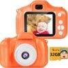 SUNCITY Kids Digital Camera, Christmas Birthday Gifts For Boys Age 3-9, HD Digital Video Cameras For Toddler, Portable Toy For 3 4 5 6 7 8 Year Old Boy With 32GB SD Card-Orange -Folkmanis Toys Shop 51MoqJSJJpL