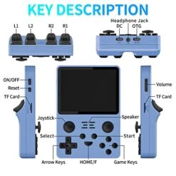 SERYUB RGB20S Handheld Game Console 3.5 Inch HD Screen, Retro Consoles Classic Emulator Gaming Pre-Installed System Plug-in Headphones Preinstalled Hand Held Video Games System 64GB(Blue) -Folkmanis Toys Shop 51Mt0z6QcfL