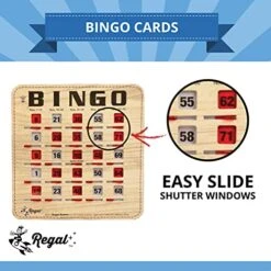Regal Bingo - Extra Thick Stitched Cardstock - Woodgrain - Quick, Clear, Rapid Reset Shutter Bingo Cards - Easy To Read - Perfect For Large Groups, Bulk Purchasing - Non Repeating Set -Folkmanis Toys Shop 51MtmVEIW0S
