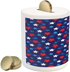 Ambesonne Baseball Piggy Bank, Baseball Background With Dots And Grunge Dark Lettering Batting Team Game, Ceramic Coin Bank Money Box For Cash Saving, 3.6" X 3.2", Black Yellow -Folkmanis Toys Shop 51MtvK8DcGL. AC