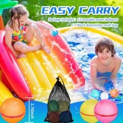 SMARTVIN 12PCS Reusable Magnetic Water Balloons, Self-Sealing Quick-Fill Splash Ball With Mesh Bag, Suitable For Outdoor Games, Bath, Backyard Pool. 12 SMARTVIN 12PCS Reusable Magnetic Water Balloons, Self-Sealing Quick-Fill Splash Ball With Mesh Bag, Suitable For Outdoor Games, Bath, Backyard Pool. -Folkmanis Toys Shop 51MvDmQ1diL