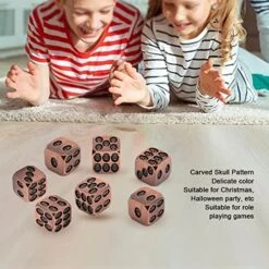 Arsor Skull Bones Dice, 7pcs Six Sided Skeleton Dice Metal Inlaid Skull Dice With Storage Box Club Pub Party Game Toys Dice DND Dice Set For Club Pub Halloween Party(Antique Red Bronze) -Folkmanis Toys Shop 51MwqcseRfL