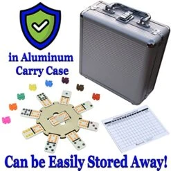 Queensell Mexican Train Dominoes Set For Adults Tile Board Game + Domino Racks For Classic Board Games - Wooden Domino Holders Set Of 4 14 Queensell Mexican Train Dominoes Set For Adults Tile Board Game + Domino Racks For Classic Board Games - Wooden Domino Holders Set Of 4 -Folkmanis Toys Shop 51MzWu5MWlL