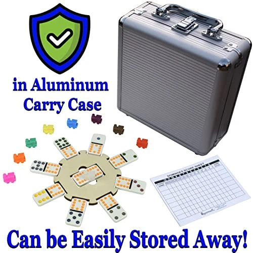 Queensell Mexican Train Dominoes Set For Adults Tile Board Game + Domino Racks For Classic Board Games - Wooden Domino Holders Set Of 4 8 Queensell Mexican Train Dominoes Set For Adults Tile Board Game + Domino Racks For Classic Board Games - Wooden Domino Holders Set Of 4 - Image 6